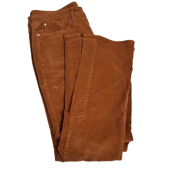 Warp + Weft Women's Size 14 Corduroy High Rise Split Flare Leg Pants Gingerbread - Picture 1 of 9